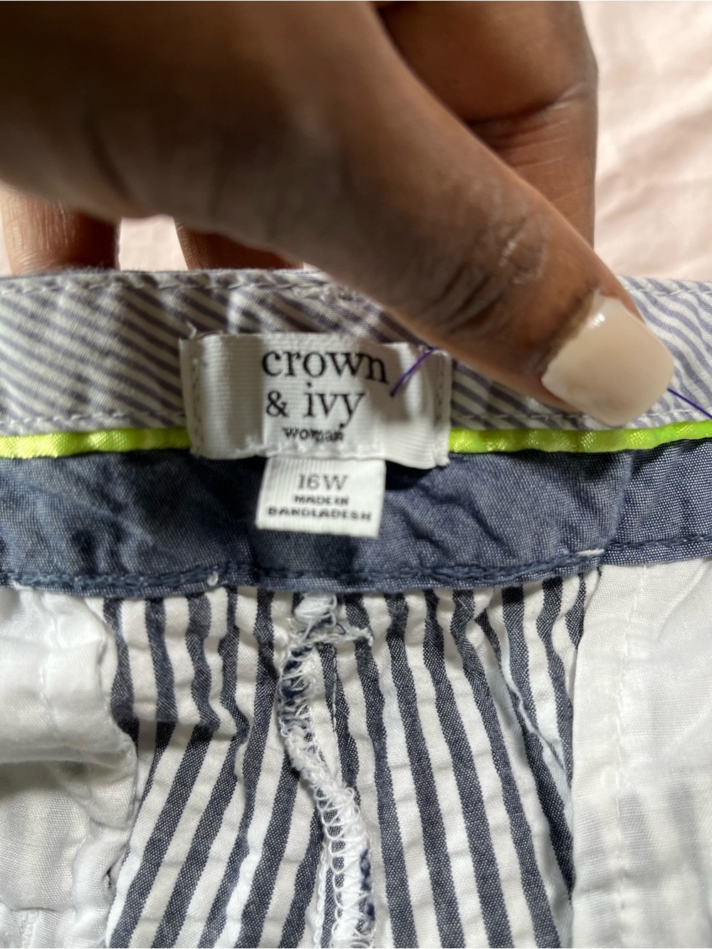 Anthropology Crown & Ivy Women’s Navy Stripe Cotton Shorts - Picture 8 of 8